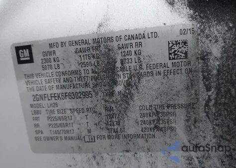 2015 Chevrolet Equinox 1Lt z USA, uszkodzony, nr VIN 2GNFLFEK6F6302995